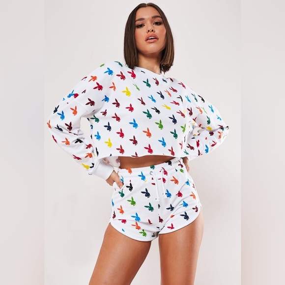 MISGUIDED XPLAYBOY SWEATER AND SHORTS SET .🌈 🩷💚💙💜💛♥️🧡🩵
